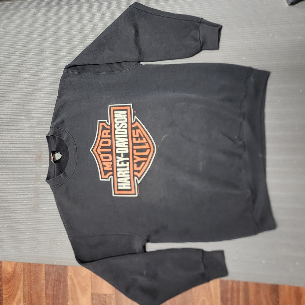 Harley-Davidson Black and Orange Crewneck Sweater